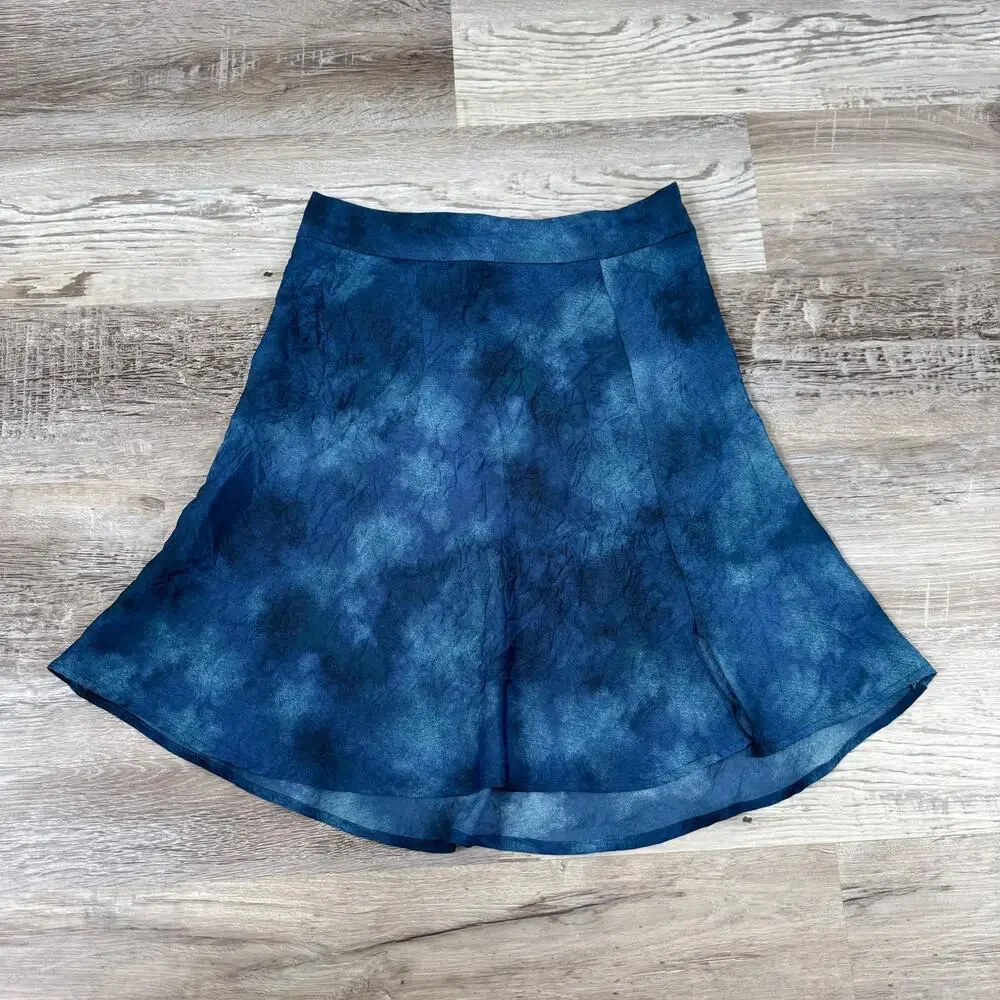 Free People Blue Tie Dye Flowy Mini Skirt Boho Indie Sleaze Festival Size 2
